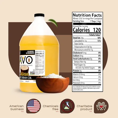 Miniatura 2 de AVO Aceite de salvado de arroz para cocinar o freír, 1 galón, sin OMG, sin conservantes, aceite de arroz de alto punto de humo a 490 °F