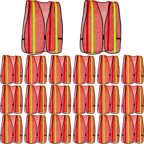 Miniatura 9 de Haysandy 20 Piezas Chaleco de Seguridad Reflectante de Alta Visibilidad Chaleco de Construcción Tiras de Malla Neón Talla Universal para Hombres