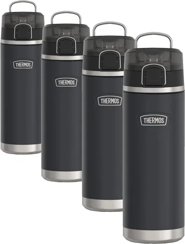THERMOS ICON SERIES - Botella de agua de acero inoxidable con boquilla, 24 onzas, granito, botella de agua aislada al vacío con tapa, (paquete de 4)