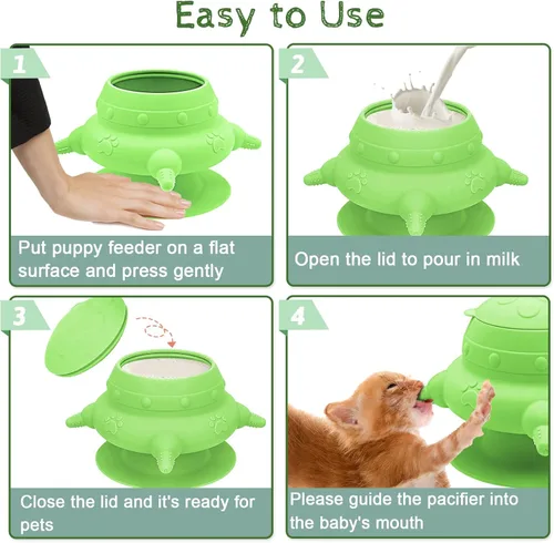 Miniatura 7 de Comedero para cachorros para varios cachorros, 4 tetinas, alimentador de leche para cachorros, estación de lactancia de silicona para cachorros, 8.1