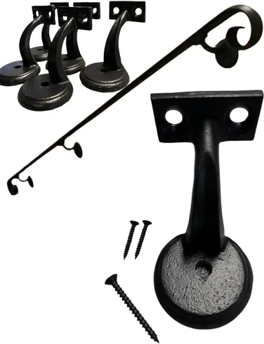 Miniatura 6 de Soporte de pasamanos, hierro fundido, pasamanos de escalera, resistente, soldado, soporte de montaje, juego de 3