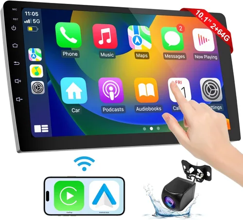 Miniatura 2 de Haudio Carplay - Pantalla para automóvil, CarPlay inalámbrico de 10.1 pulgadas y Android Auto, cámara de respaldo, estéreo de automóvil de doble