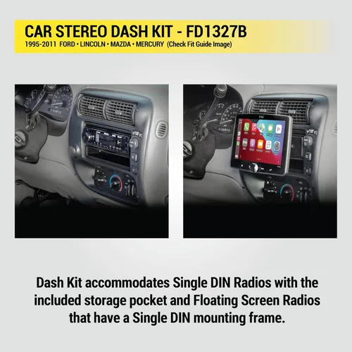 Miniatura 4 de Scosche FD1327B Kit de Tablero DIN Sencillo Compatible con Vehículos Selectos Ford, Lincoln, Mazda y Mercury 1995-11 - Kit de Instalación de Estéreo