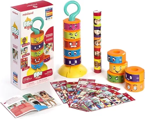 Miniland BBQ Emotions! Divertido juego para niños de 3 a 6 años que ayuda a reconocer las expresiones. Juego multicolor de hasta 2 a 6 jugadores