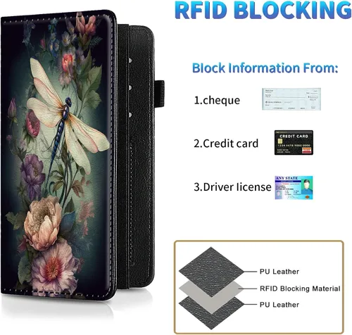 Miniatura 74 de Funda para chequera para hombres y mujeres, cartera de cuero RFID con ranuras para tarjetas de crédito, soporte de cheques duplicados personales