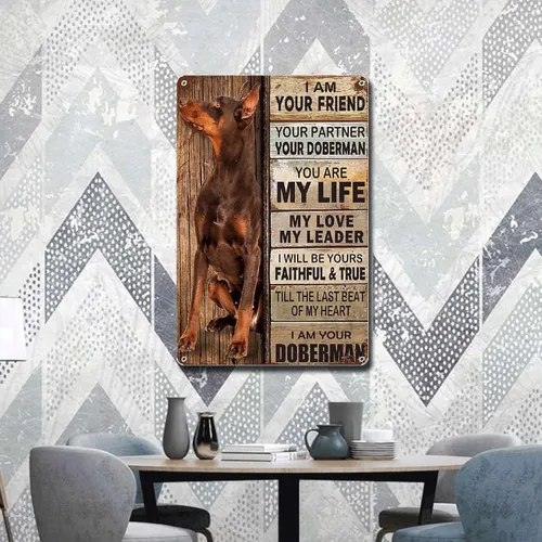 Miniatura 3 de Lygond Letrero de metal con texto en inglés "I Am Your Friend", regalo para amantes de Doberman, amantes de los perros, impresiones artísticas