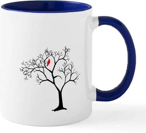 Miniatura 15 de CafePress Cardinal In Snowy Tree - Taza de café de cerámica (11 oz)