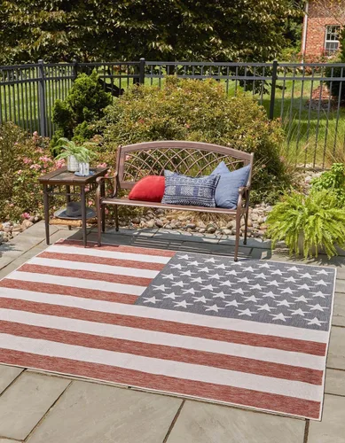 Miniatura 19 de Unique Loom Outdoor Collection Alfombra de área (3' 3' 3' x 5' 3' Rectángulo, Rojo/ Azul)
