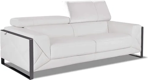 Miniatura 2 de BlackJack Furniture Gianni - Sofá de cuero italiano de grano superior con reposacabezas ajustables de 9 posiciones, patrón geométrico contemporáneo