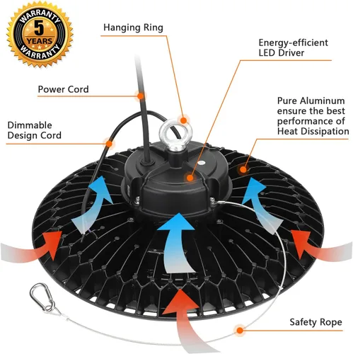 Miniatura 4 de UFO LED High Bay Light 300W 45,000LM,Alternative 1250W MH/HPS,UL Certified LED Driver,0-10V Dimmable,5000K,High Bay Led Lights Shop Warehouse