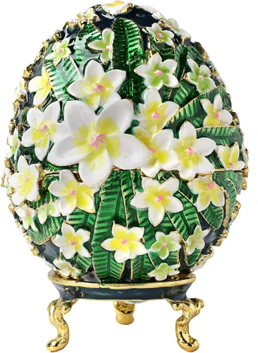 Miniatura 10 de Apropos Huevo Faberge pintado a mano de estilo vintage con esmalte rico y diamantes de imitación brillantes caja de joyería