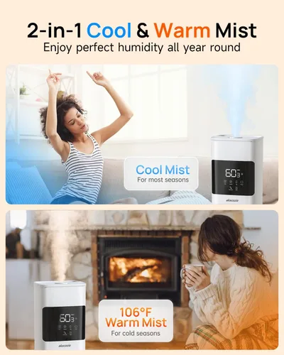 Miniatura 2 de Humidificadores de niebla cálida y fría para dormitorio, 500 pies cuadrados, humidificador de llenado superior de 2.1 galones/8L, habitación grande