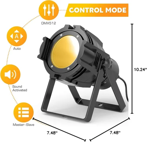 Miniatura 3 de HOLDLAMP Foco COB LED Luz de Escenario Luces Par de Fiesta Blanco Cálido Frío DMX Focos Portátiles Carcasa de Metal Luz Estroboscópica Brillante