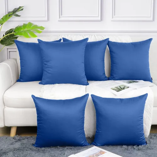 Miniatura 13 de Coddsmz Paquete de 6 fundas de almohada decorativas 100% algodón, fundas de cojín cuadradas de Navidad sólidas para el hogar, cama, sofá, día