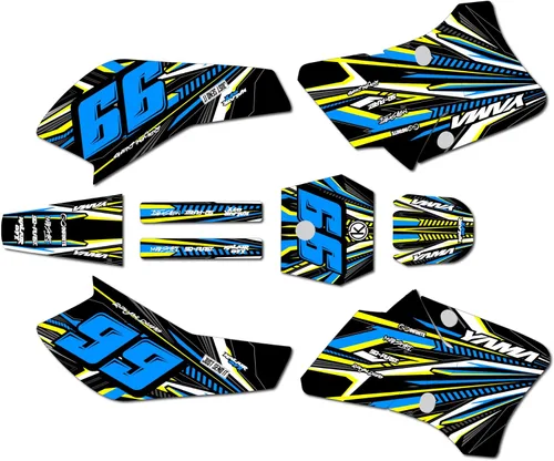 Miniatura 6 de Kit de gráficos para Yamaha TTR 90 (2000-2008) serie Prime Blue 09 mil - Kit de calcomanías gráficas de carreras personalizadas para motocross, sin