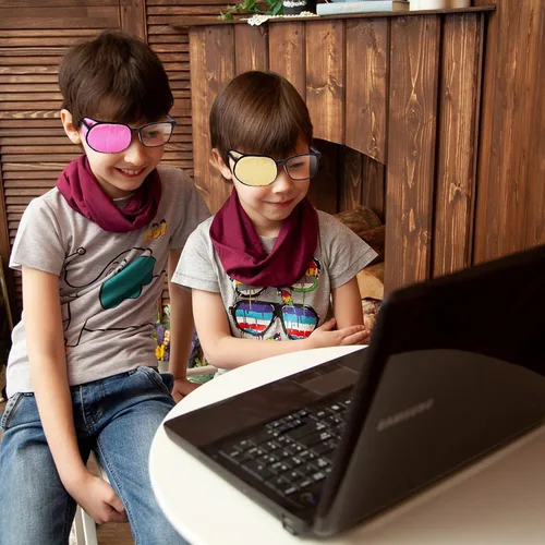 Miniatura 6 de 8 piezas de parche de ojo de seda parche suave para ojos de un solo ojo para adultos niños gafas