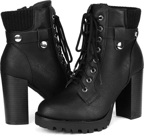 Miniatura 3 de DREAM PAIRS - Botines modernos de tacón alto y grueso para mujer
