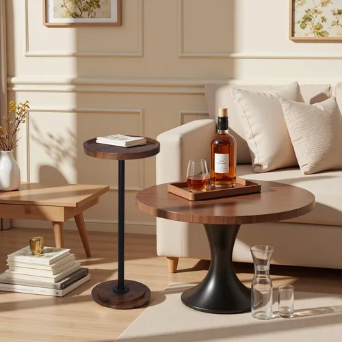 Miniatura 5 de Home Dector - Mesa auxiliar para sofá, mesa pequeña para bebidas para espacios pequeños, mesa auxiliar de café con patas de madera para sala