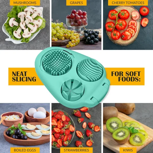 Miniatura 5 de CraftyCrocodile Cortador de Huevos para Huevos Duros - 3 Modos de Corte, Cortador de Huevos, Picador de Acero Inoxidable Resistente - Herramienta