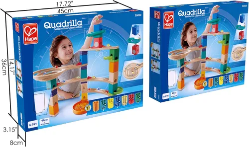 Miniatura 5 de Hape Quadrilla Cliffhanger Bloques de Pista de Canicas de Madera Juego de Laberinto de Canicas, Juguetes de Construcción de Desarrollo STEM