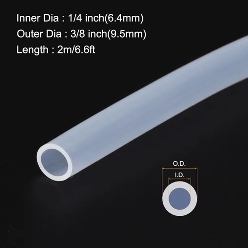 Miniatura 2 de Tubería de Silicona Transparente de 6.6 pies 1/4" DI x 3/8" DE Tubería de Plástico Industrial Transparente Mangueras de Silicona Pura para Bomba