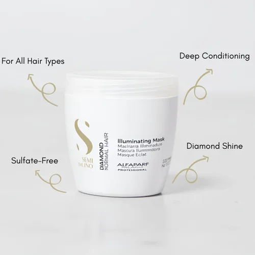 Miniatura 8 de Alfaparf Milano Semi Di Lino Diamond Illuminating Hair Mask - Acondicionador profundo seguro para el color para cabello teñido – Añade brillo