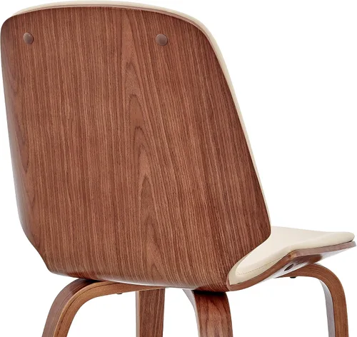 Miniatura 9 de Armen Living Brinley Mid Century - Silla auxiliar moderna de piel sintética color crema y madera de nogal para comedor, mesa de cocina, escritorio