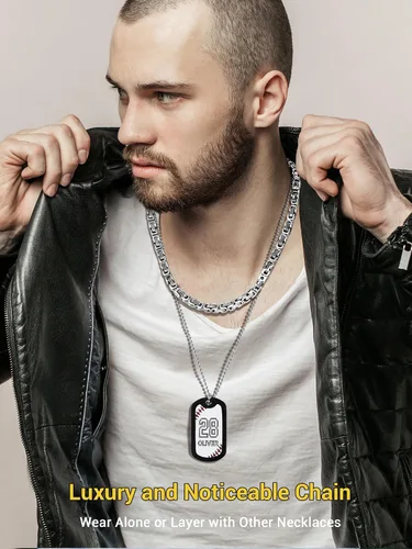 Miniatura 2 de PROSTEEL Collar de acero inoxidable de 0.1570.315 pulgadas para hombre, elegante y fresco, cadena bizantina, oro negro, tono plateado, 18-30
