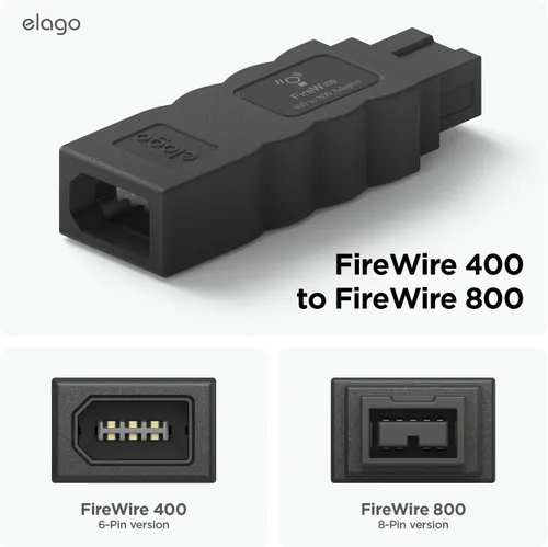 Miniatura 3 de Adaptador elago FireWire 400 a 800 (negro) para Mac Pro, MacBook Pro, Mac mini, iMac y todas las demás computadoras..