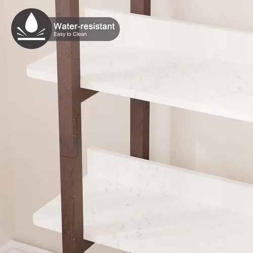 Miniatura 4 de Estantería de madera maciza de 4 niveles, moderna estantería industrial con protección de borde trasero, estantes de almacenamiento independientes