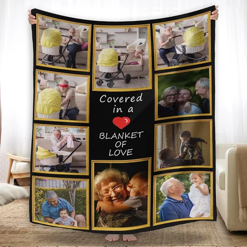 Miniatura 11 de YESCUSTOM Manta de fotos personalizada con tus fotos y textos, fabricada en Estados Unidos, regalo para esposas amigas para vacaciones, cumpleaños