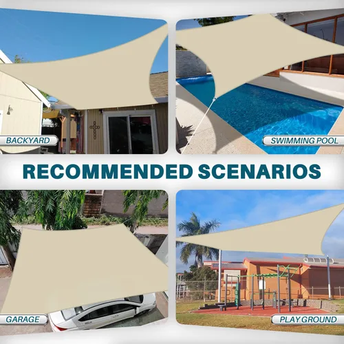 Miniatura 2 de COARBOR Toldo rectangular impermeable, perfecto para patio, exterior, jardín, personalizado, color beige, 10 x 13 pies