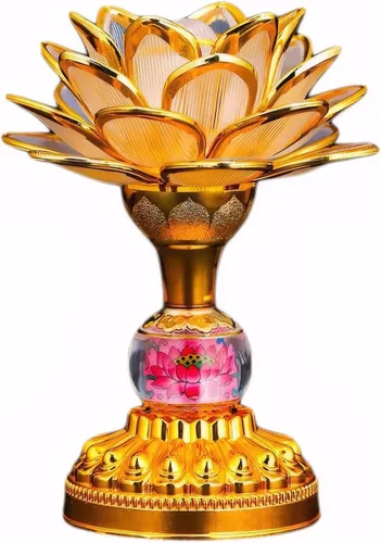 Miniatura 11 de Paquete de 2 lámparas budistas LED de loto coloridas, 13 canciones budistas construidas, luz de Buda degradada para adoración, oración y exhibición
