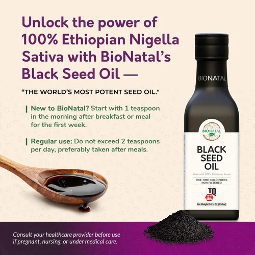 Miniatura 3 de Aceite de semilla negra etíope BioNatal 5 oz de vidrio – Nigella sativa prensado en frío que produce aceite de semilla negra de comino, sin refinar