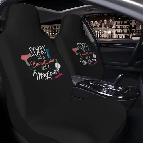 Miniatura 7 de Juego de 2 fundas universales para asiento de coche con texto en inglés "I A Hair Stylist Not A Magician" para camión, SUV, color negro