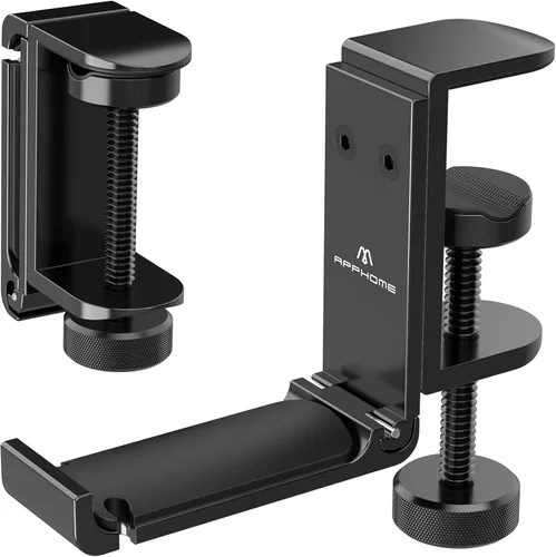 Miniatura 9 de Soporte plegable para auriculares debajo del escritorio, gancho de metal para auriculares para escritorio con organizador de cables, gancho