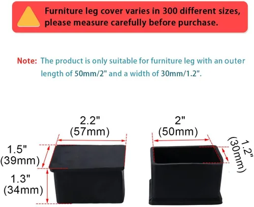 Miniatura 2 de uxcell Tapas rectangulares de goma para patas de silla, almohadilla de extremo, cubierta de pies para muebles, protector de suelo deslizante