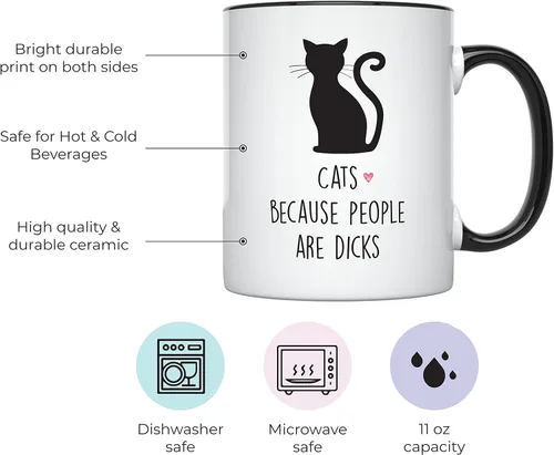 Miniatura 2 de YouNique Designs Divertidas tazas de café para gatos, taza de café portátil de 11 onzas, tazas de gato para amantes de los gatos, regalos