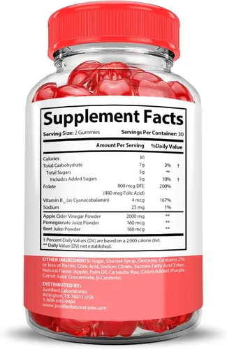 Miniatura 4 de Keto Bites Keto ACV Gummies Fórmula Extrema 2000 mg Vegano Sin OGM con Jugo de Granada Raíz de Remolacha B12 60 Gummys