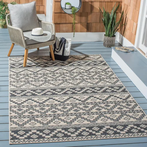 Miniatura 48 de SAFAVIEH Alfombra lavable para exteriores, colección Veranda – Alfombra de pasillo de 2.3 x 6 pies, color azul y crema, no desprende pelusa y fácil