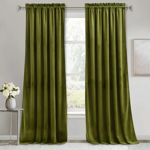 Miniatura 70 de RYB HOME Cortinas de terciopelo verde oliva de 72 pulgadas de largo, cortinas opacas con aislamiento térmico, tratamiento de ventana, decoración