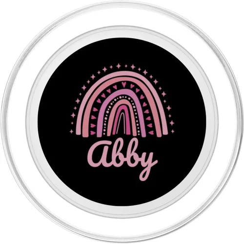 Miniatura 2 de Abby Name Personalized Funny Women Pink Rainbow Abby PopSockets MagSafe PopGrip for iPhone