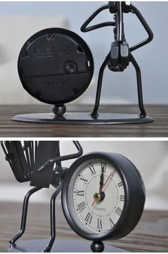 Miniatura 4 de Reloj despertador de instrumentos musicales, reloj creativo de escritorio pequeño de acero inoxidable, reloj de personalidad retro, artesanía