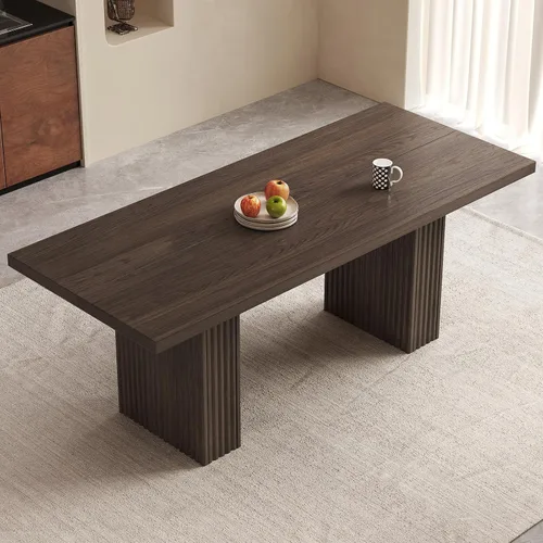 Miniatura 10 de Juego de mesa de comedor moderna de 5 piezas, mesa de cocina rectangular de roble de 66.9 pulgadas con 4 sillas, mesa de comedor de madera moderna