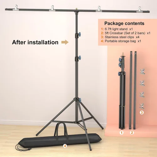 Miniatura 8 de LINCO Lincostore Zenith - Kit de soporte de fondo portátil en forma de T, 5 x 6.7 pies - 5 pies de ancho (fijo) y 6.7 pies de alto (ajustable)