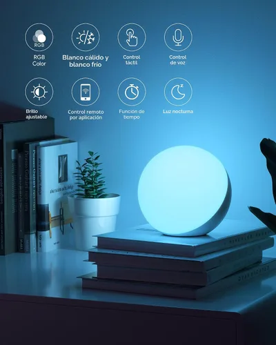 Miniatura 6 de Hifree Lámpara de mesa inteligente, lámpara de escritorio regulable con aplicación/control de voz, lámpara táctil LED RGB que cambia