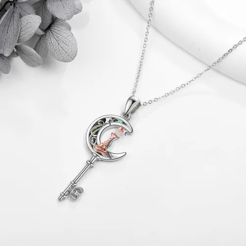 Miniatura 5 de Collar de plata de ley con colgante de zorroserpienteunicorniobúho en la lunaconejocaballo, joyería de regalo para mujeres, mamá, hermana