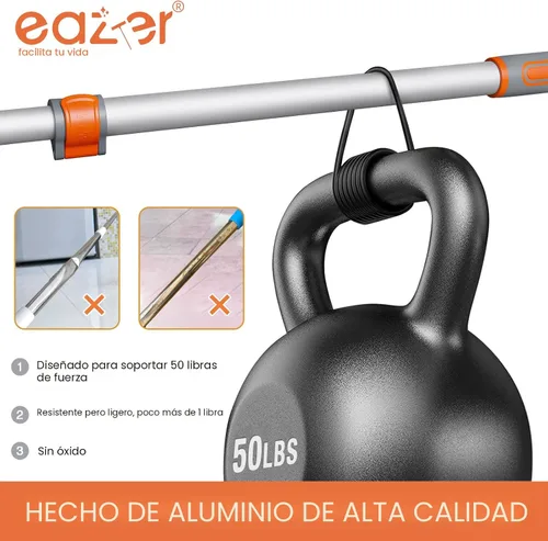 Miniatura 4 de Eazer Escoba de rasqueta para suelo: cepillo de limpieza de servicio pesado con poste de aluminio extensible de 50.3' y hoja de goma para cocina