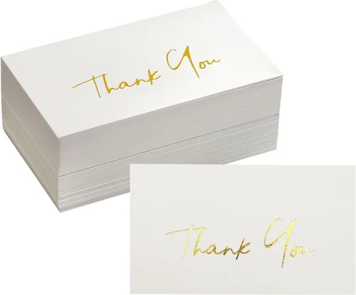 Miniatura 7 de Winoo Design Mini Tarjetas de Agradecimiento Doradas para Pequeñas Empresas – Paquete de 100 – Tarjeta Plana Sin Plegar, 2 x 3.5 Pulgadas, Gracias