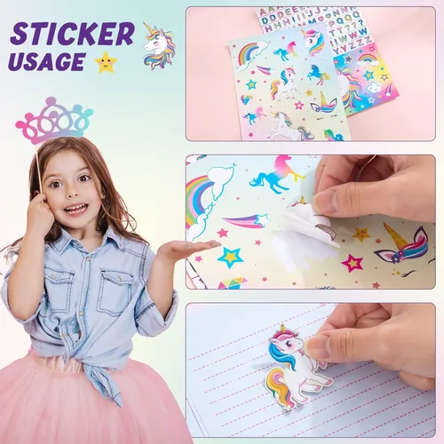 Miniatura 4 de WERNNSAI Juego de 69 cartas y sobres de papelería, unicornio para niños, papel de escritura y sobre, regalos de cumpleaños de Navidad para niñas